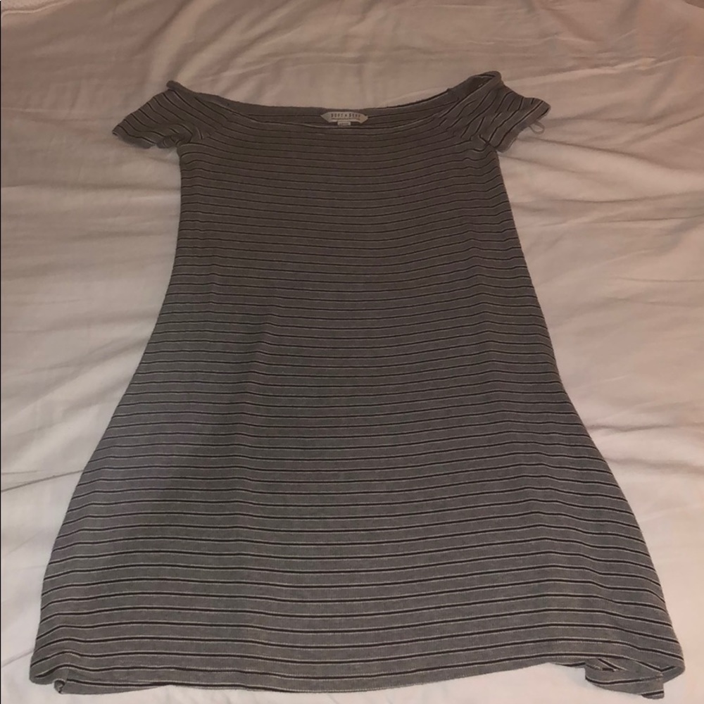 american eagle off the shoulder grey dress